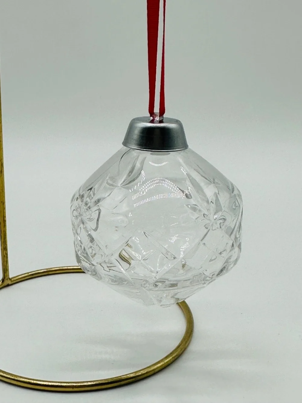 VTG Hand Cut Crystal Czech Republic Christmas Ornament With Original Green box.
